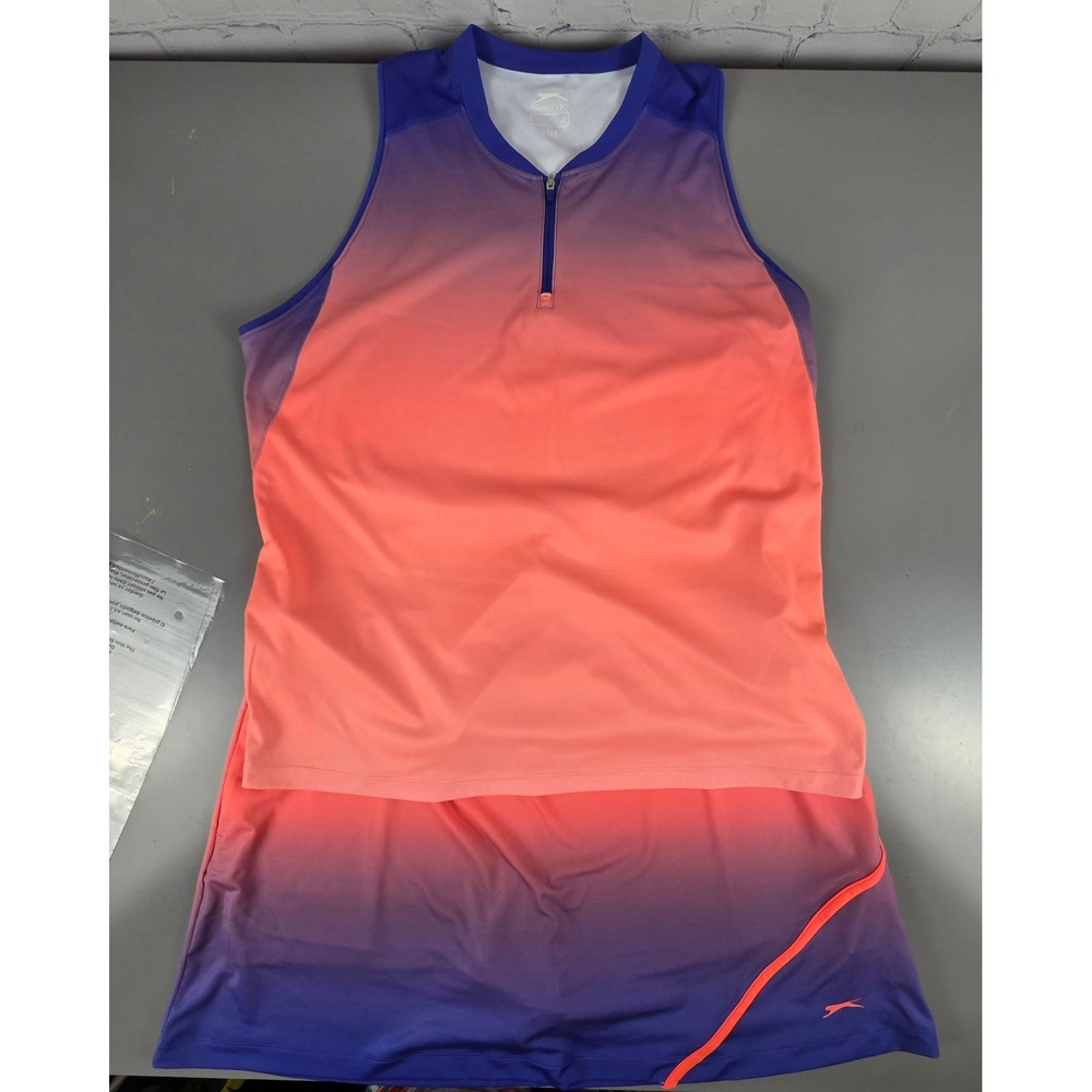 Slazenger Women's Golf Pink To Purple Ombré Tank Top & Skort Set XL